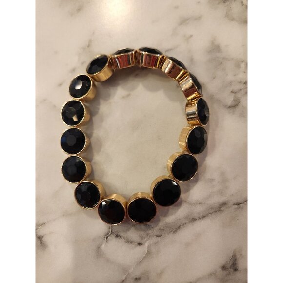Charter Club Jet Stone Gold-Tone Stretch Bracelet With Black Faceted Stones - Picture 1 of 2
